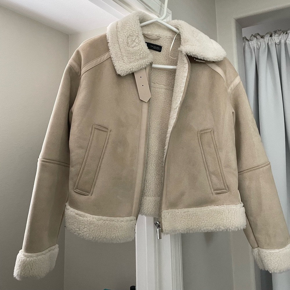 Zara Cream Jacket with Plush Lining